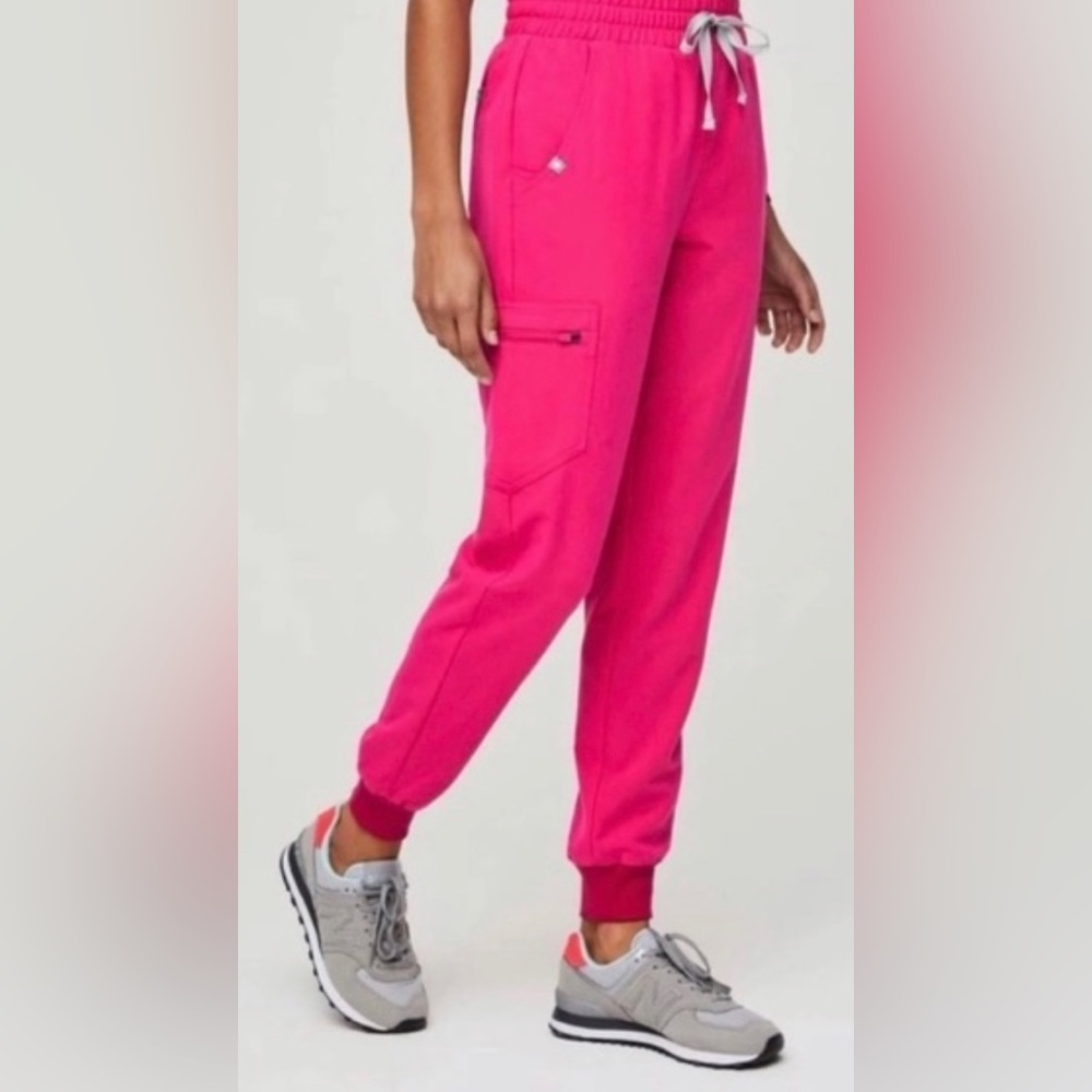 Figs High Waisted Zamora Joggers Scrub Pants - Shocking Pink